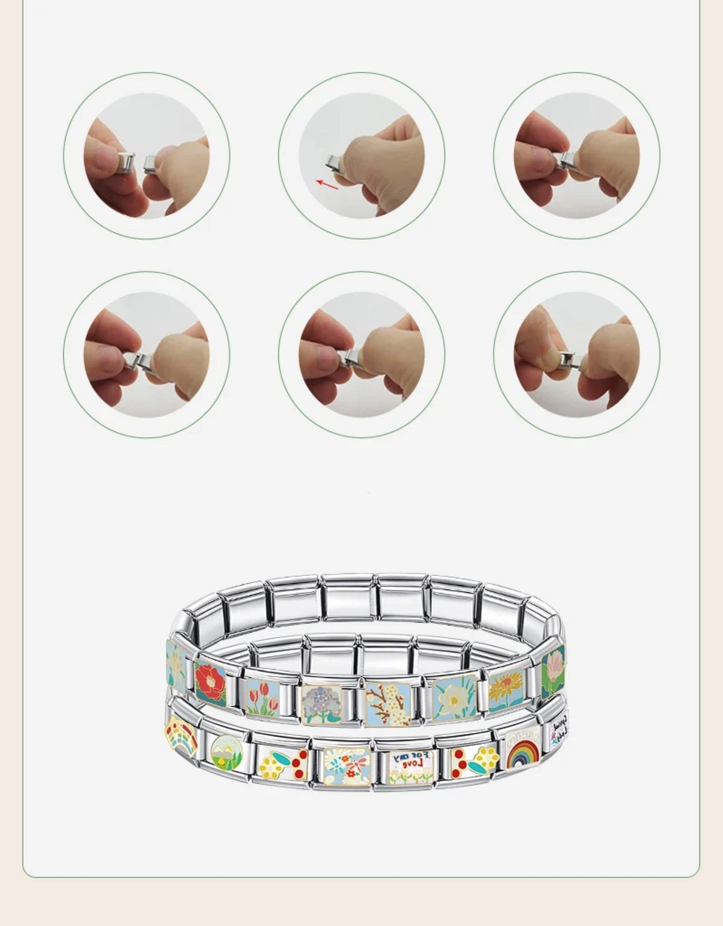 Silver and Black Italian Charm Bracelet