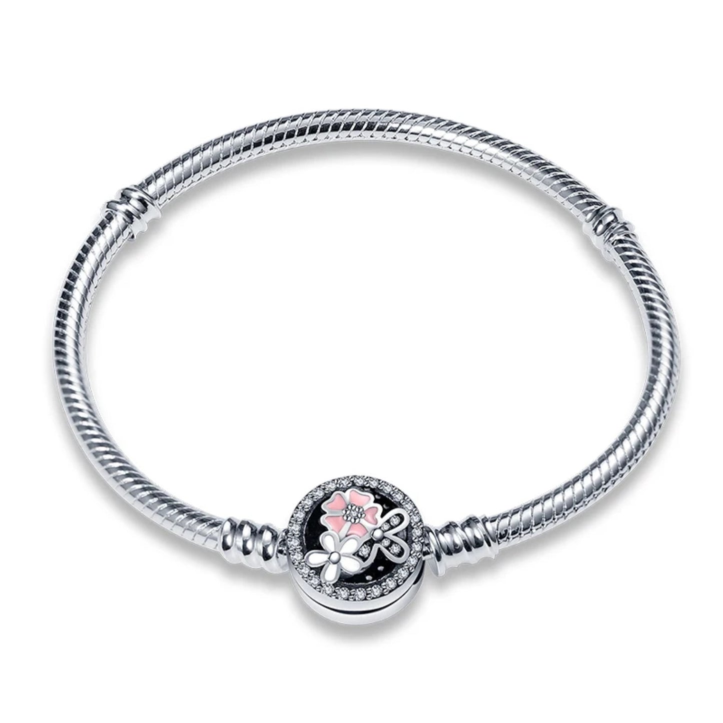 Flower Silver Charm Bracelet