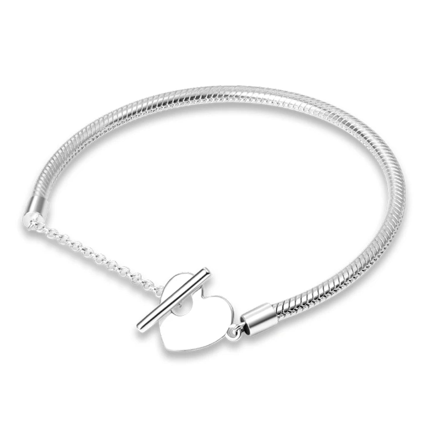 Sterling Silver Bracelet with Heart Clasp