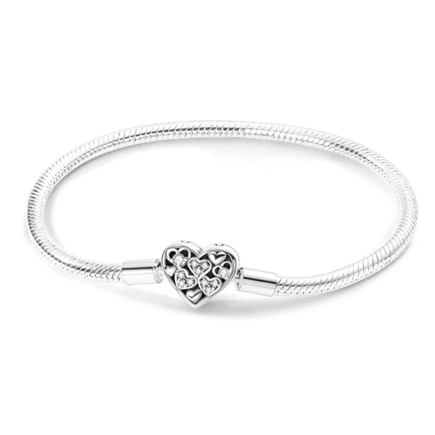 Heart With Stars Silver Charm Bracelet