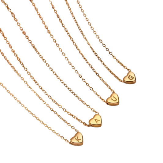 Gold Heart Initial Necklace