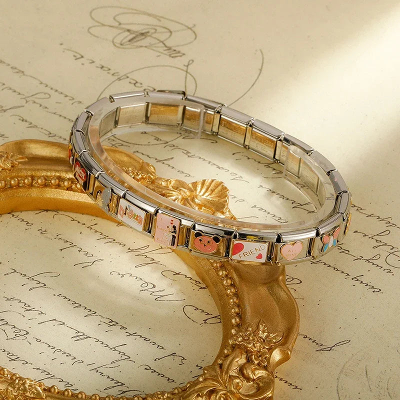 Personalisable Italian Bracelet Charms - Hottie, Boss Let's Party, Traveling, Turkey, Bitc*, Sh*t Happens - Create your unique bracelet