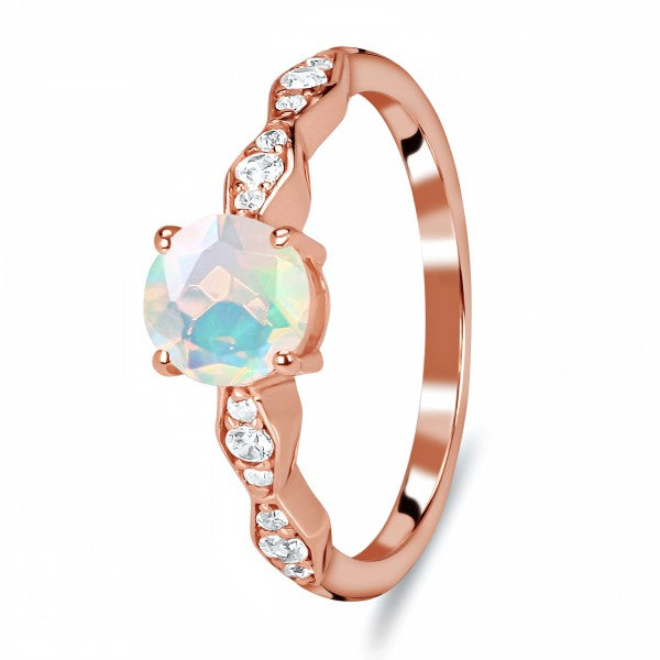 Opal Ring with White Topaz Accents