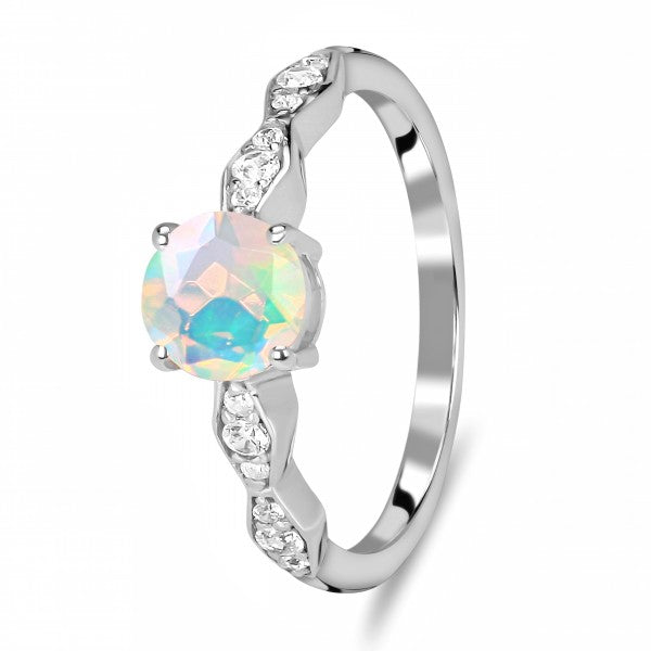 Opal Ring with White Topaz Accents
