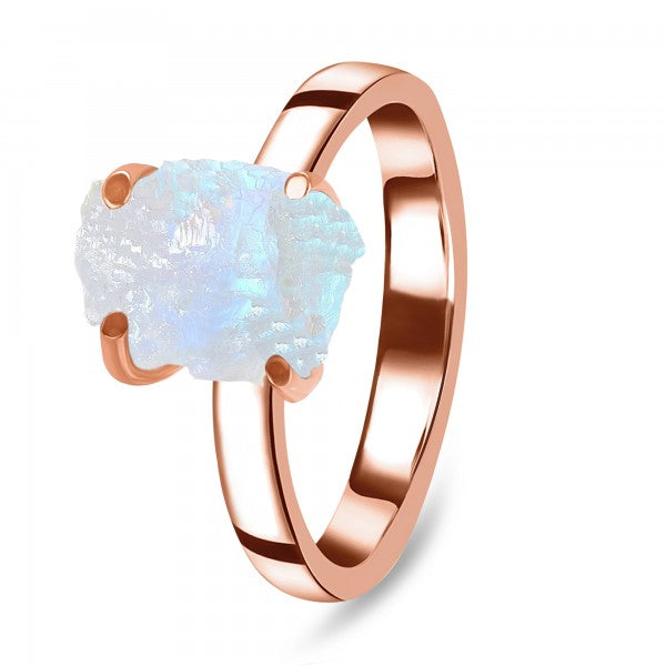 Raw Moonstone Flat Ring in 925 Sterling Silver