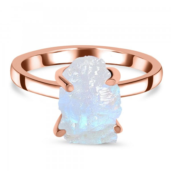 Raw Moonstone Flat Ring in 925 Sterling Silver
