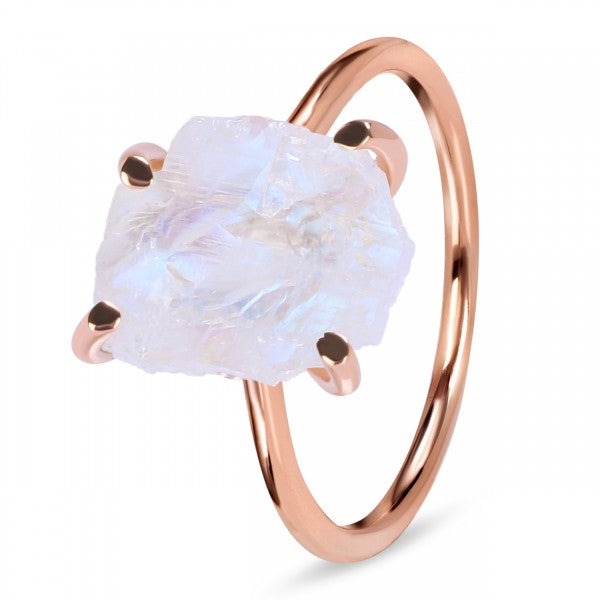 Raw Moonstone Loop Ring in 925 Sterling Silver