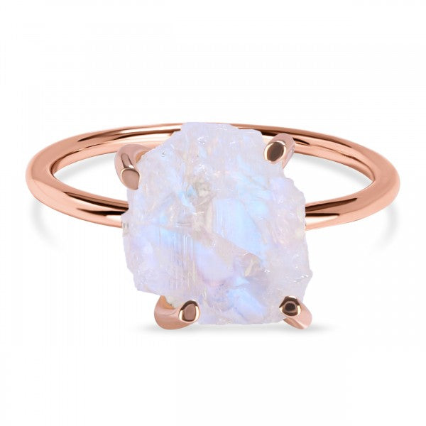 Raw Moonstone Loop Ring in 925 Sterling Silver