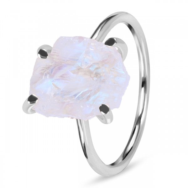 Raw Moonstone Loop Ring in 925 Sterling Silver