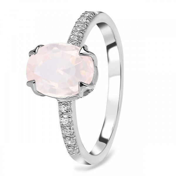 Elegant Rose Quartz Ring in Sterling Silver