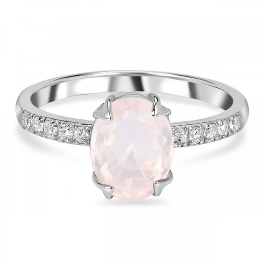 Elegant Rose Quartz Ring in Sterling Silver