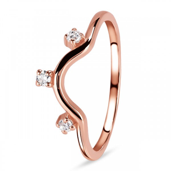 Elegant Three-Stone White Topaz Stackable Ring in 925 Sterling Silver