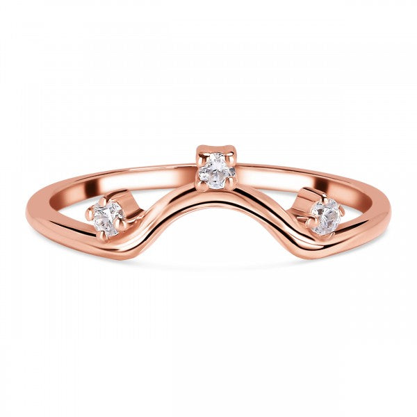 Elegant Three-Stone White Topaz Stackable Ring in 925 Sterling Silver