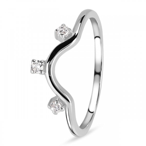Elegant Three-Stone White Topaz Stackable Ring in 925 Sterling Silver