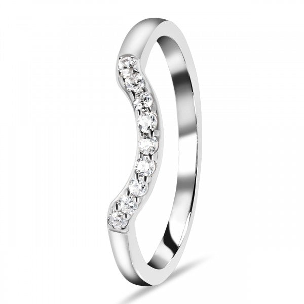 Elegant Oval White Topaz Stackable Ring in 925 Sterling Silver