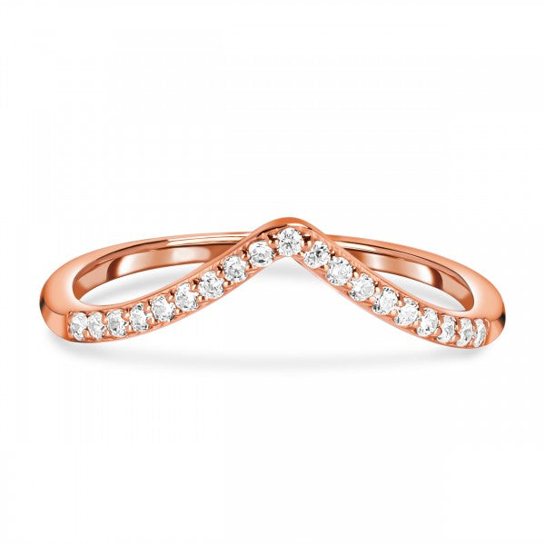 Chic White Topaz Wave-Shaped Stackable Ring in 925 Sterling Silver