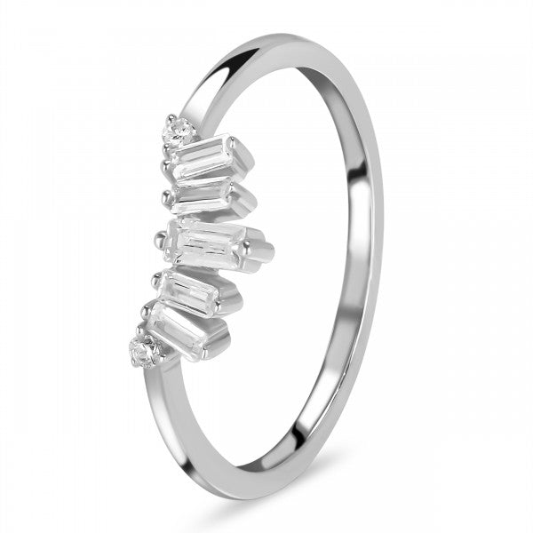 Elegant White Topaz Crown Stackable Ring