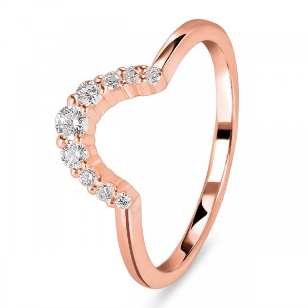 Chic White Topaz Arc Shape Stackable Ring