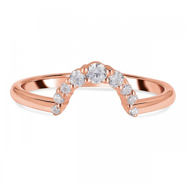 Chic White Topaz Arc Shape Stackable Ring