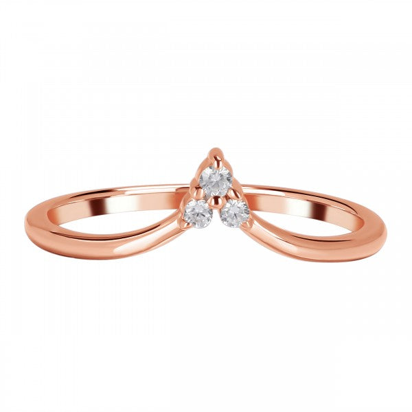 Dainty V-Shaped White Topaz Stackable Ring in 925 Sterling Silver