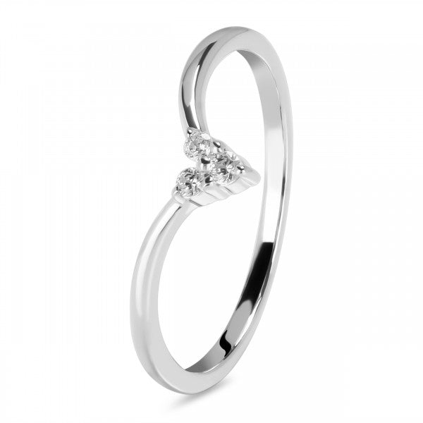 Dainty V-Shaped White Topaz Stackable Ring in 925 Sterling Silver