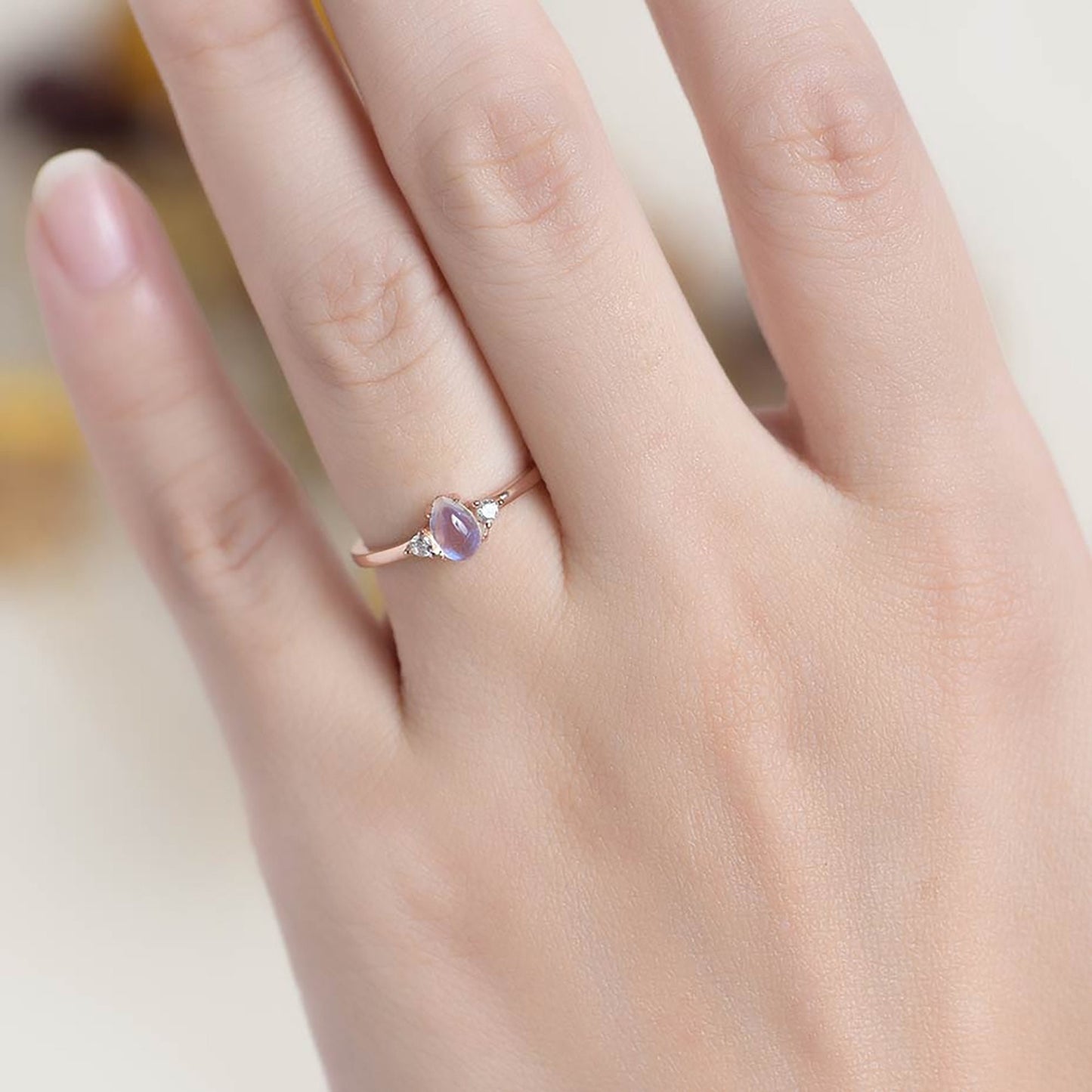 Rose Gold Moonstone Ring \ Moonstone Ring \ Pear Cut Moonstone Ring \ 925 Sterling Silver \ Oval Moonstone Ring \ Handmade ring
