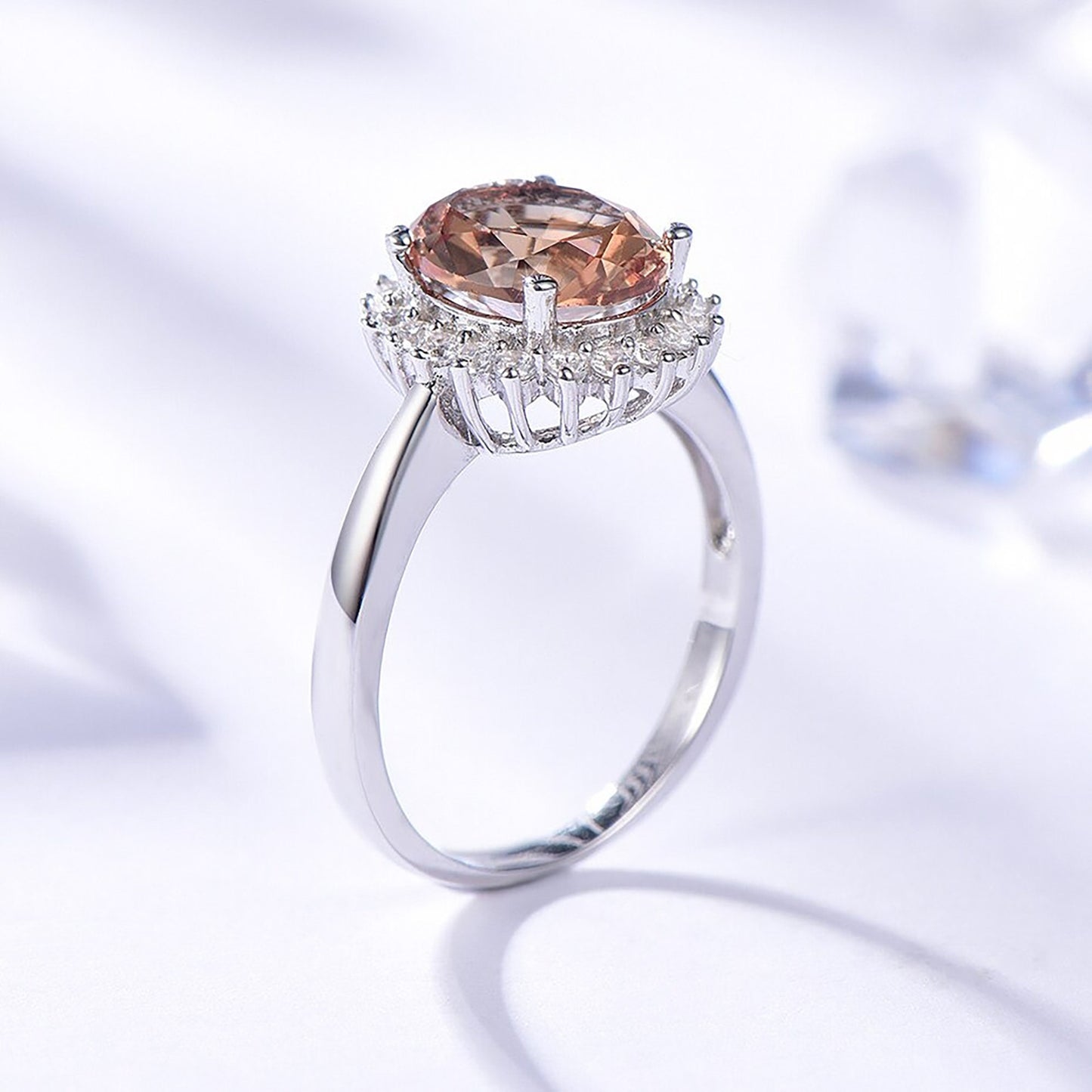 Diaspore Gemstone Ring, Solid 925 Sterling Silver, Created Oval cut Stone
