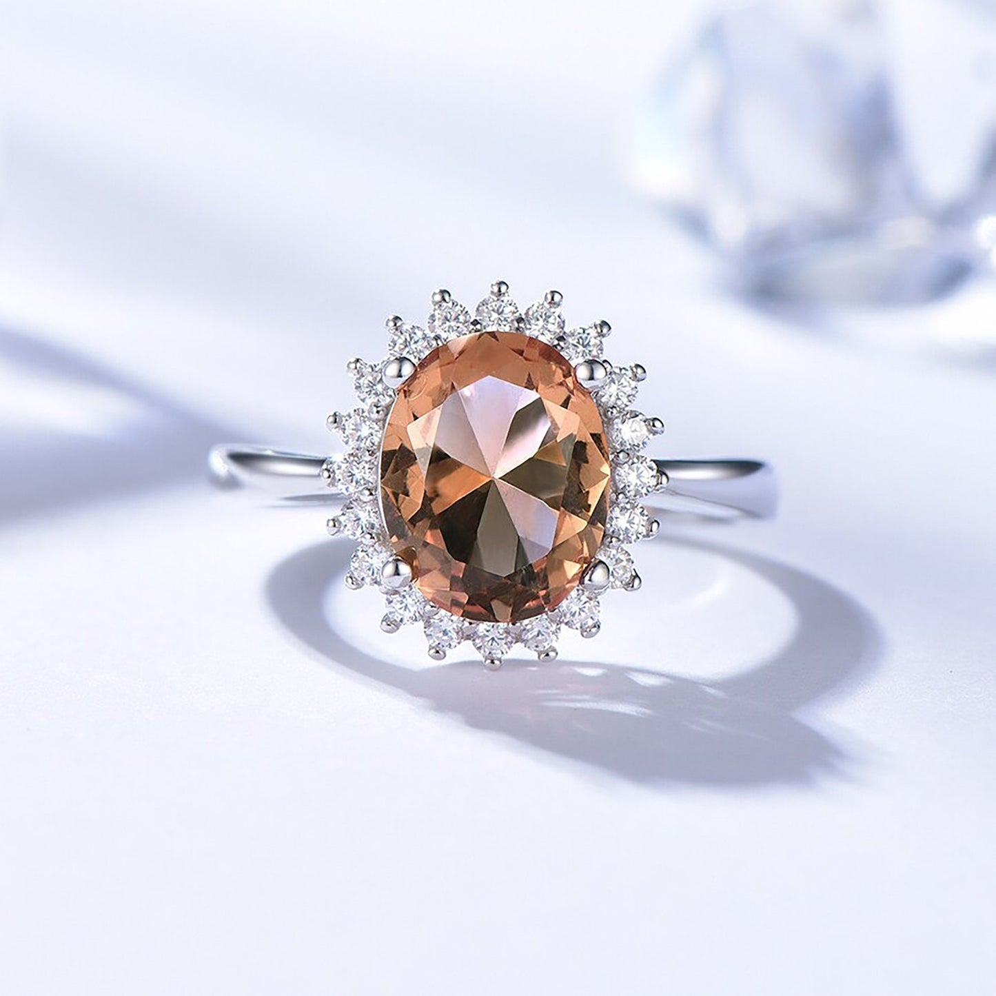 Diaspore Gemstone Ring, Solid 925 Sterling Silver, Created Oval cut Stone