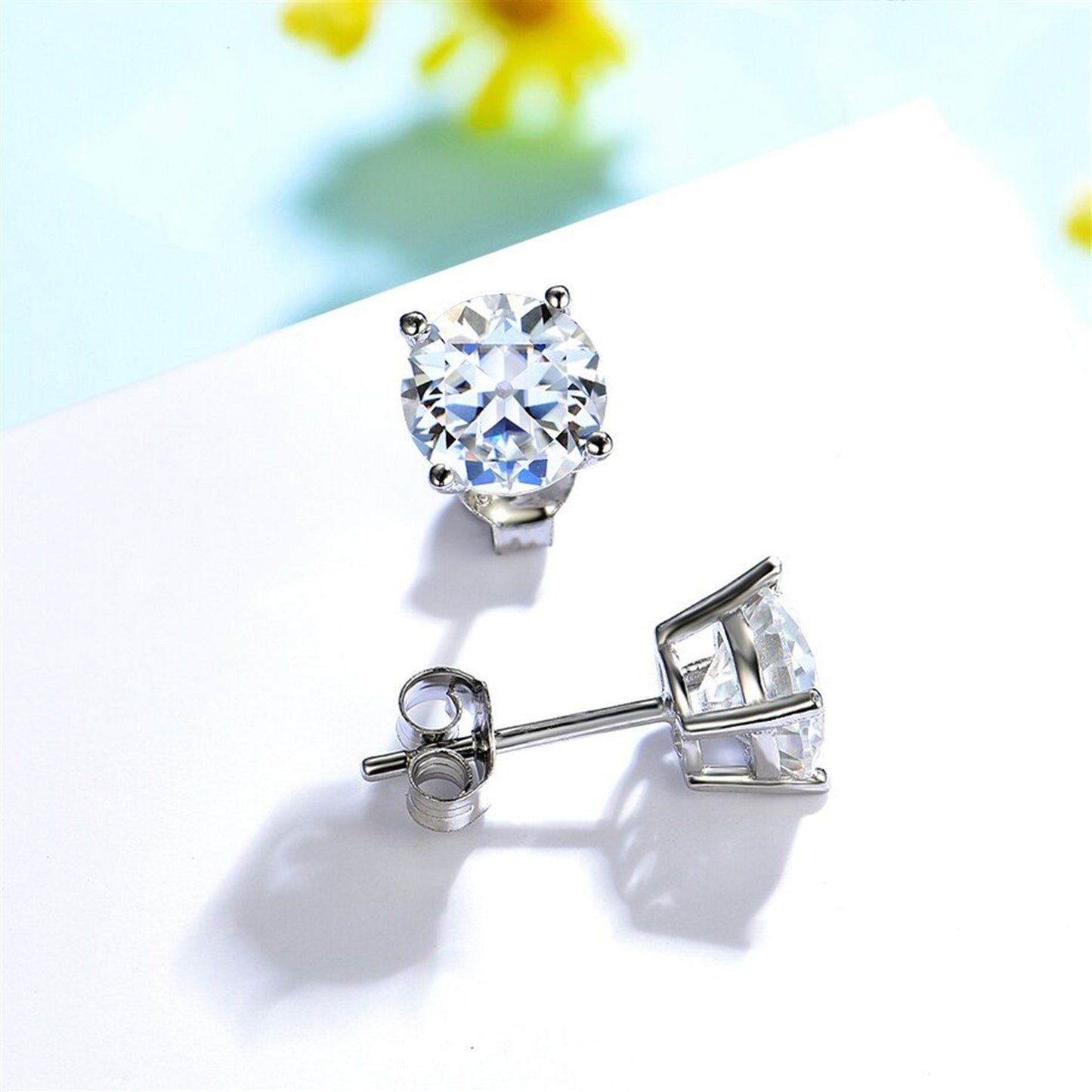2.4CT Natural Moissanite Stud Earrings, Solid 925 Sterling Silver Earrings