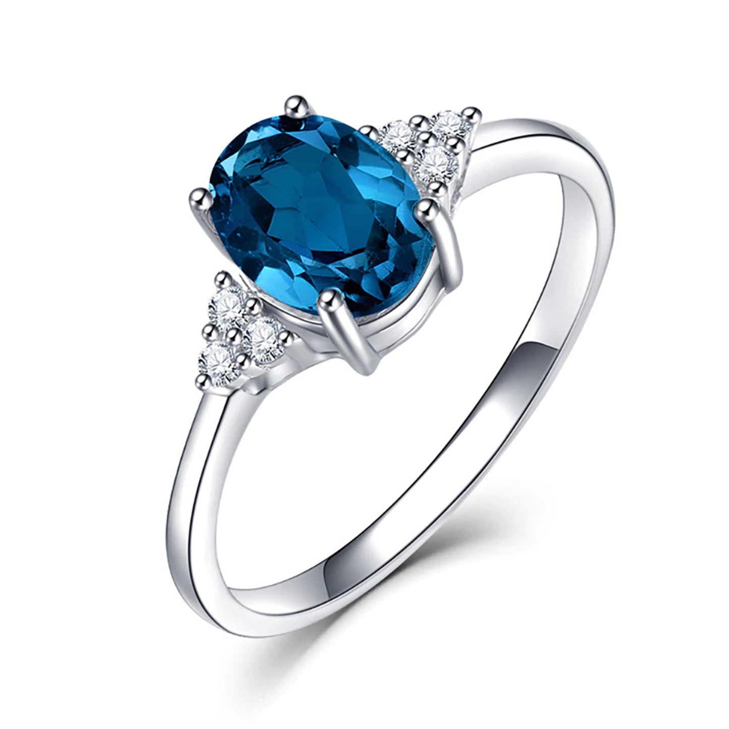 Oval Emerald Ring, Solid 925 Silver Gemstone Ring