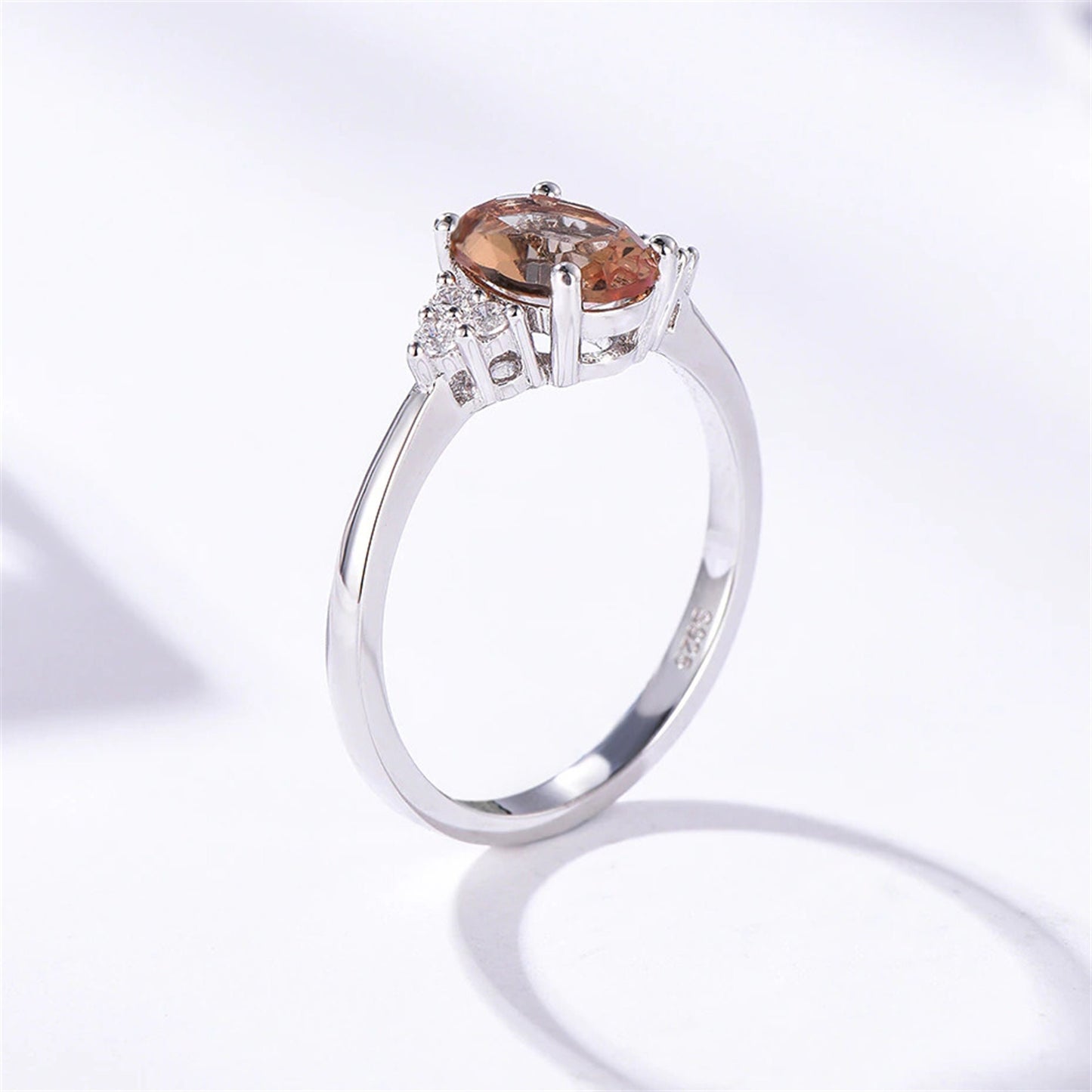 Oval Emerald Ring, Solid 925 Silver Gemstone Ring