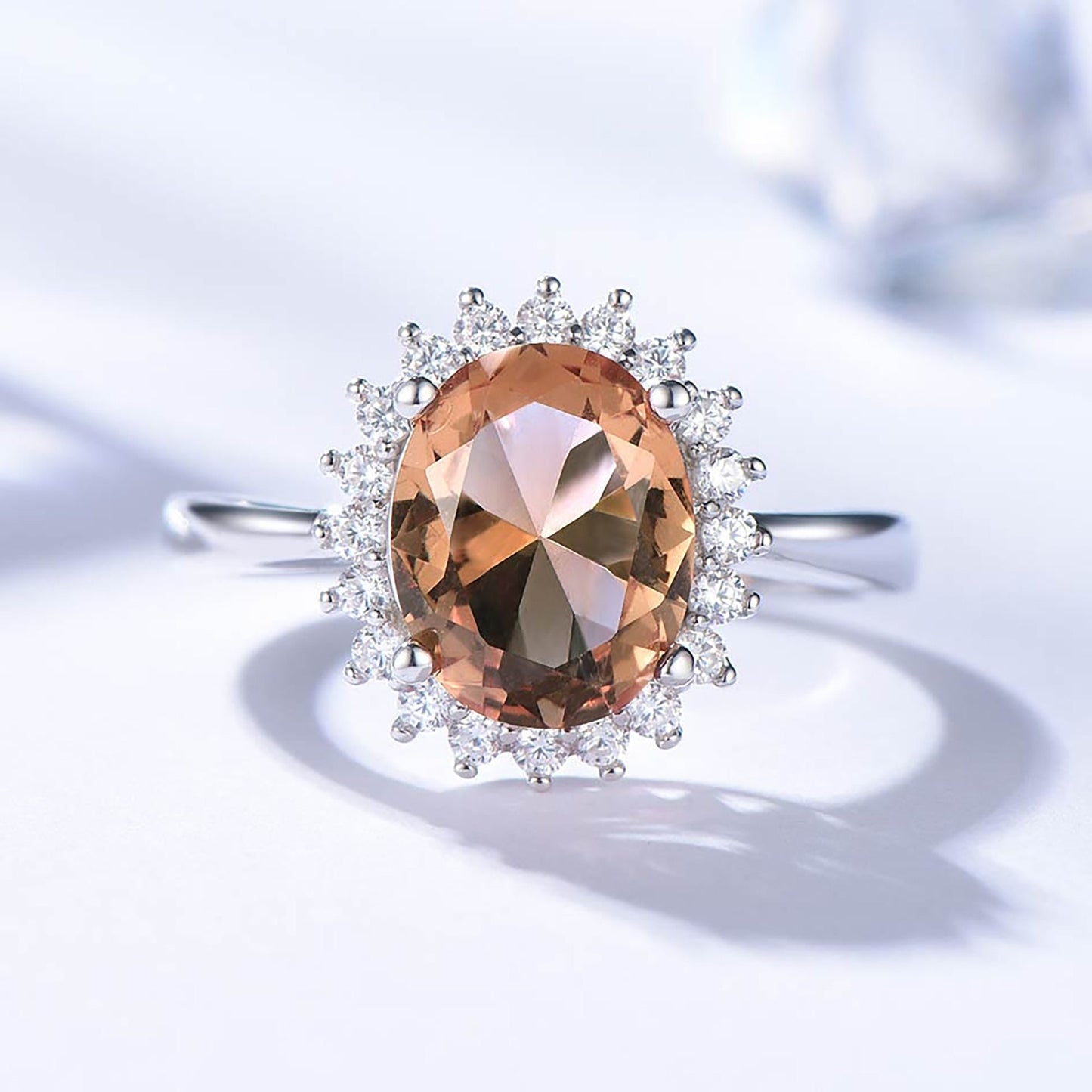 Diaspore Gemstone Ring, Solid 925 Sterling Silver, Created Oval cut Stone