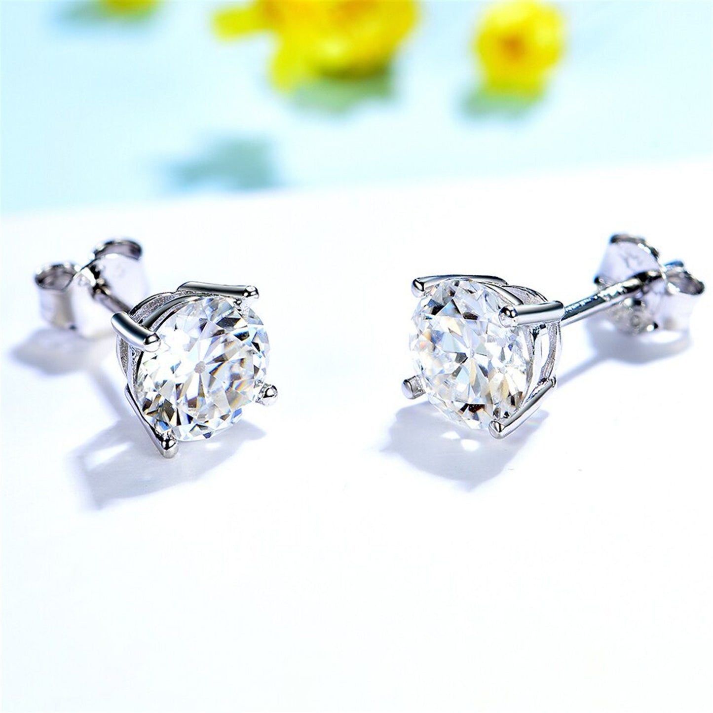 2.4CT Natural Moissanite Stud Earrings, Solid 925 Sterling Silver Earrings