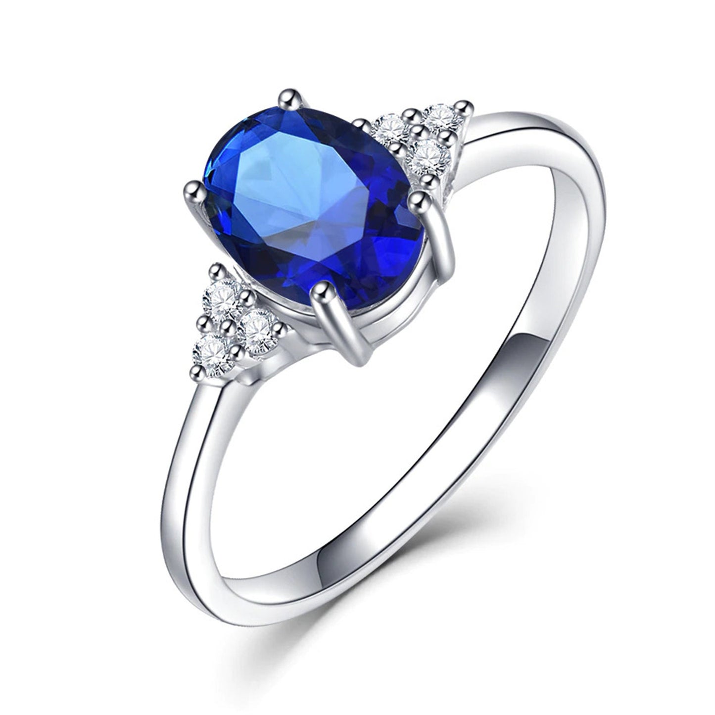 Oval Emerald Ring, Solid 925 Silver Gemstone Ring