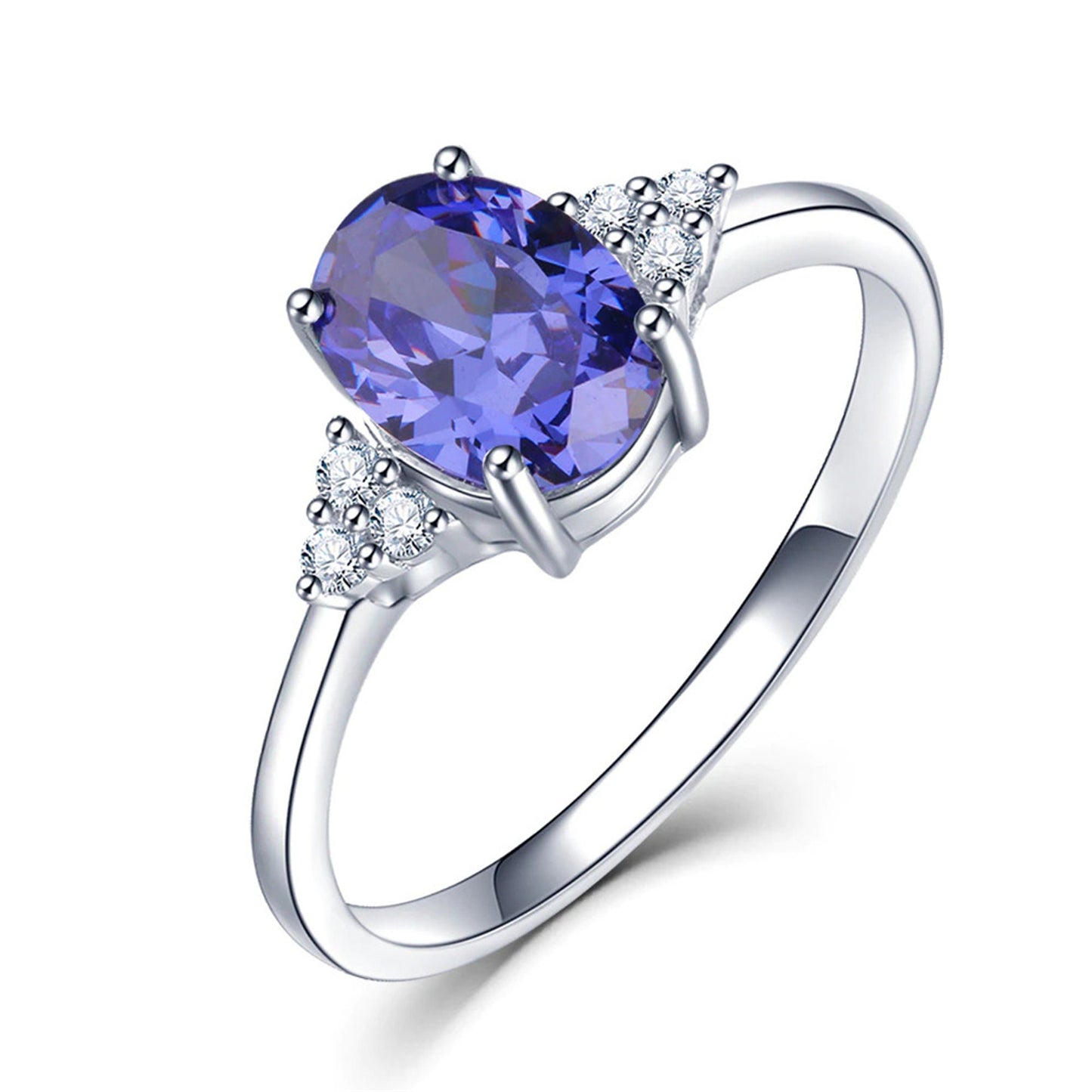 Oval Emerald Ring, Solid 925 Silver Gemstone Ring