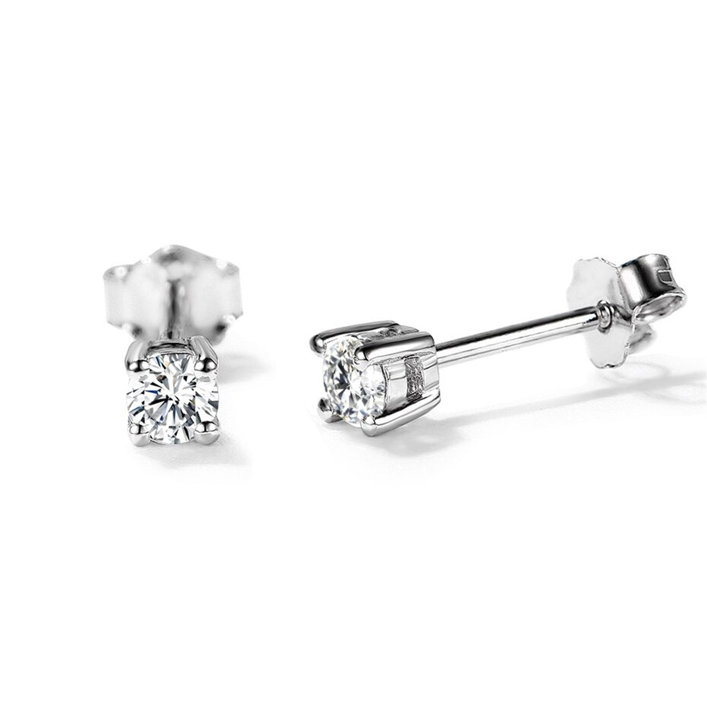 Moissanite Stud Earrings, Solid 925 Sterling Silver with 585 Gold Plating, Dainty Stud Earrings for Women