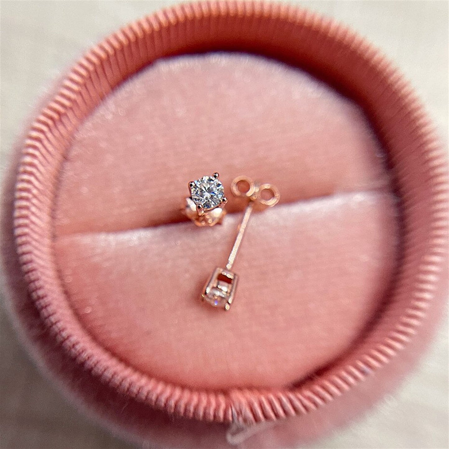 Moissanite Stud Earrings, Solid 925 Sterling Silver with 585 Gold Plating, Dainty Stud Earrings for Women