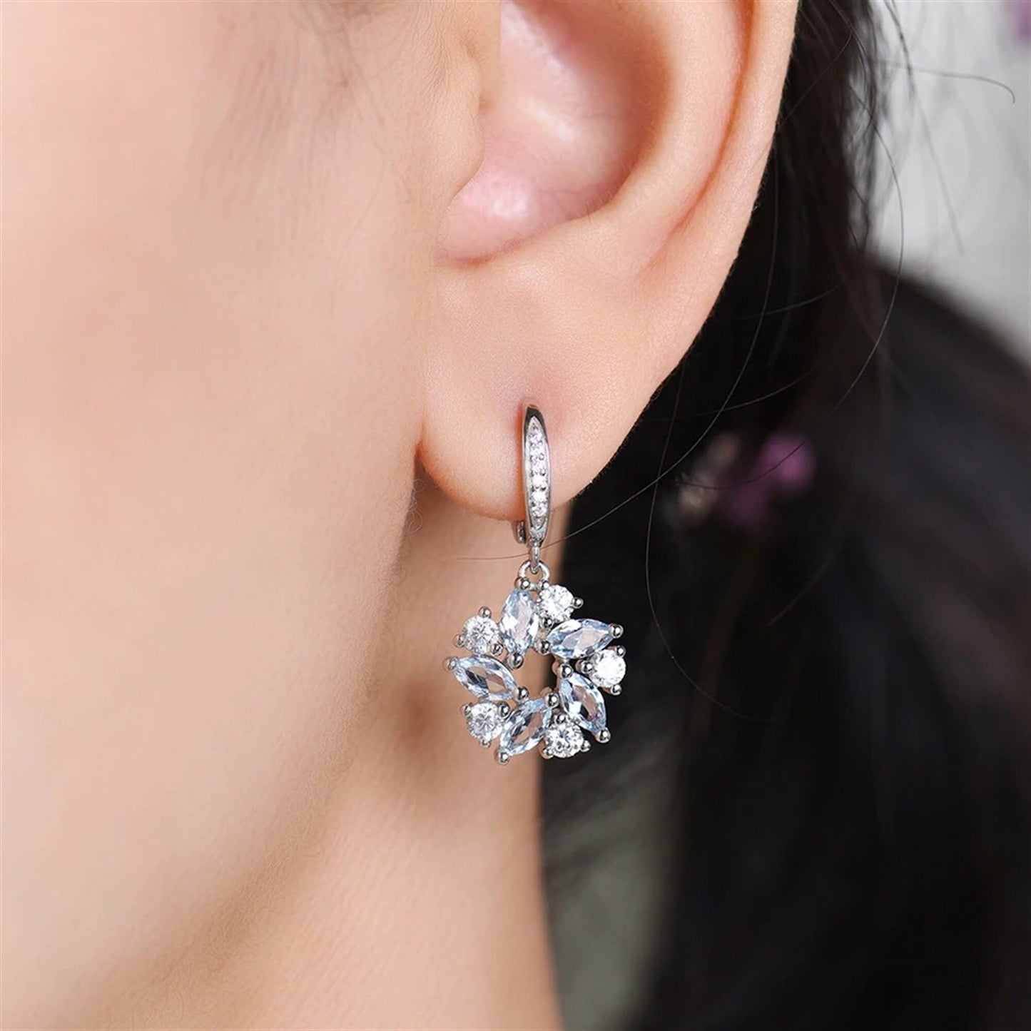 Marquise Topaz 925 Sterling Silver Jewelry Set, Marquise Topaz Gemstone Pendant Necklace and Earrings