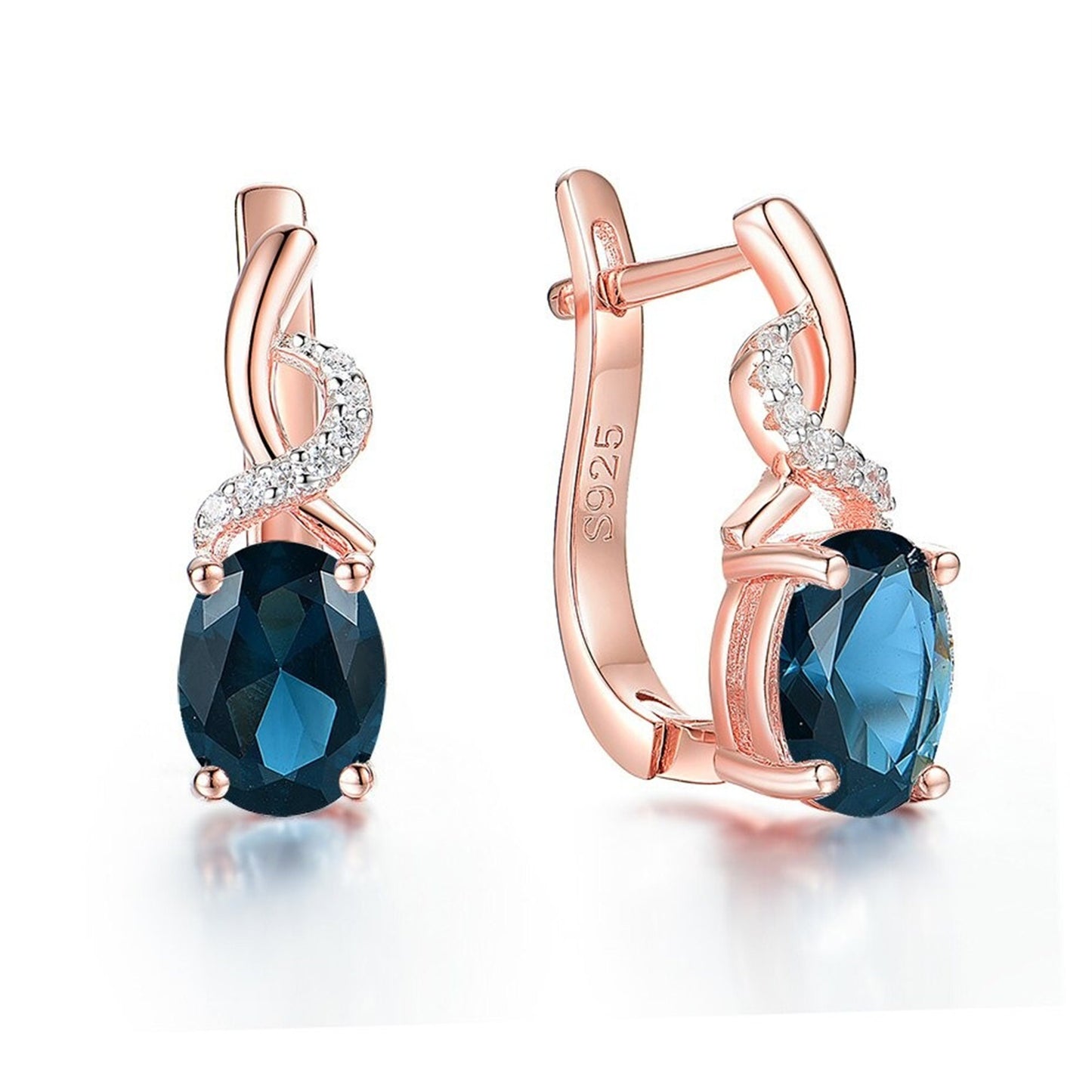 Topaz Gemstone Earrings, Topaz Earrings, Solid 925 Sterling Silver, Rose Gold Plated Earrings