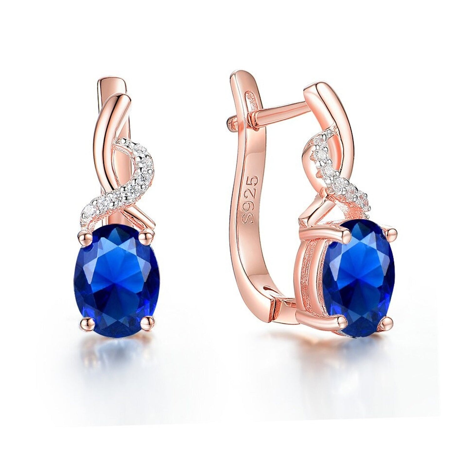 Topaz Gemstone Earrings, Topaz Earrings, Solid 925 Sterling Silver, Rose Gold Plated Earrings