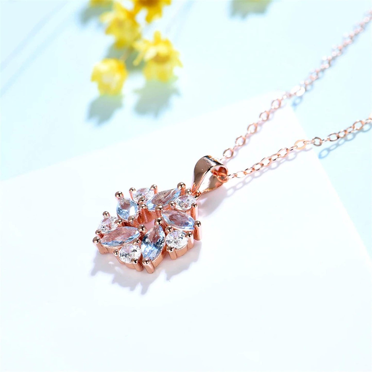Marquise Topaz 925 Sterling Silver Jewelry Set, Marquise Topaz Gemstone Pendant Necklace and Earrings