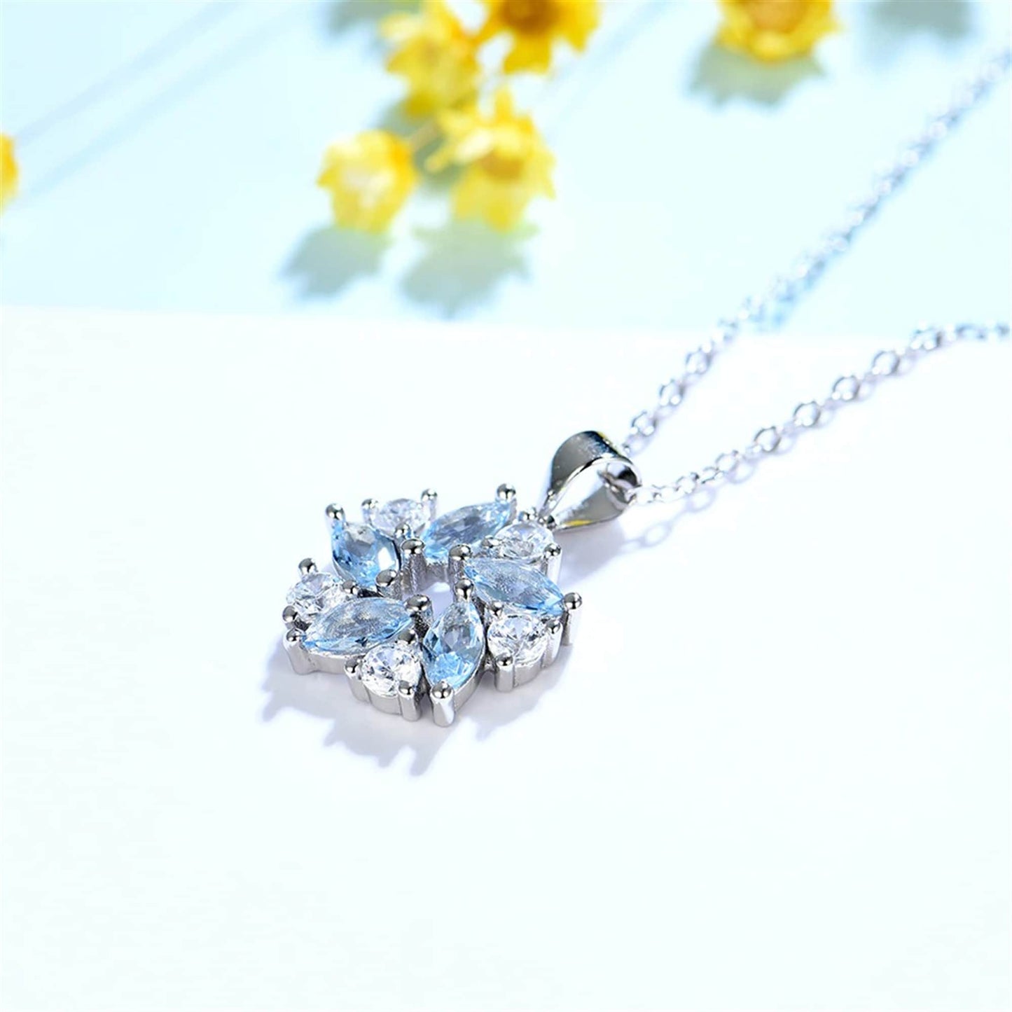 Marquise Topaz 925 Sterling Silver Jewelry Set, Marquise Topaz Gemstone Pendant Necklace and Earrings