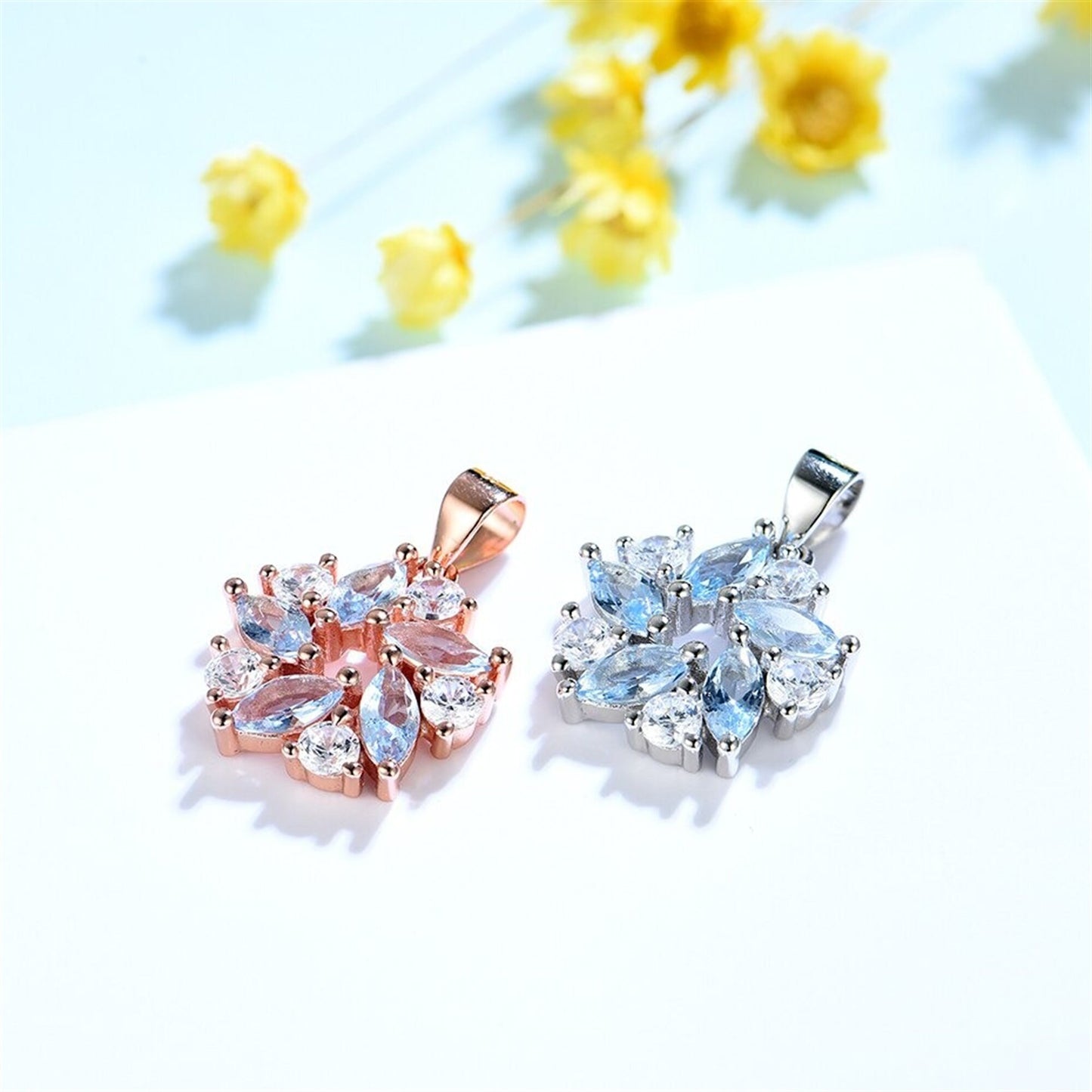 Marquise Topaz 925 Sterling Silver Jewelry Set, Marquise Topaz Gemstone Pendant Necklace and Earrings