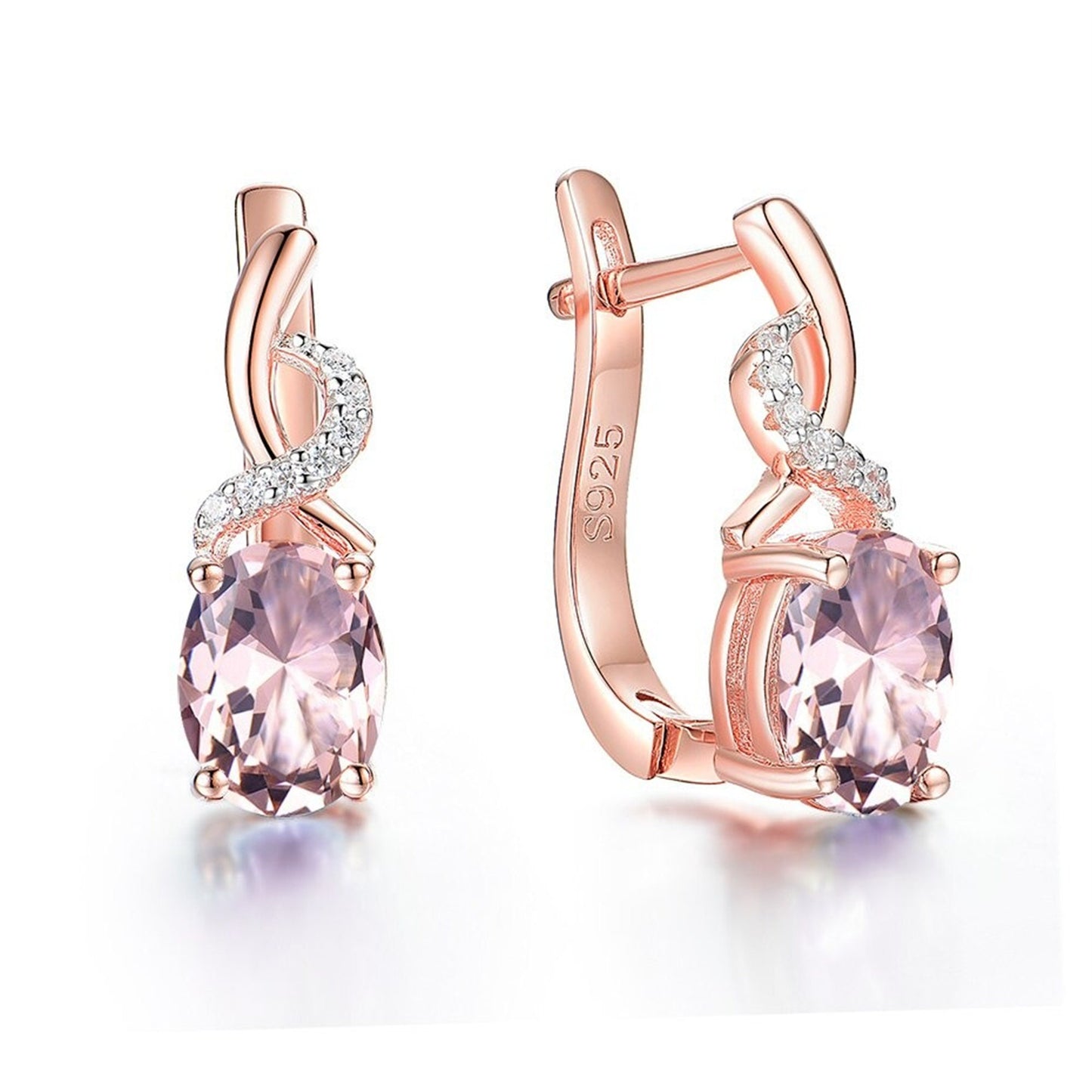 Topaz Gemstone Earrings, Topaz Earrings, Solid 925 Sterling Silver, Rose Gold Plated Earrings