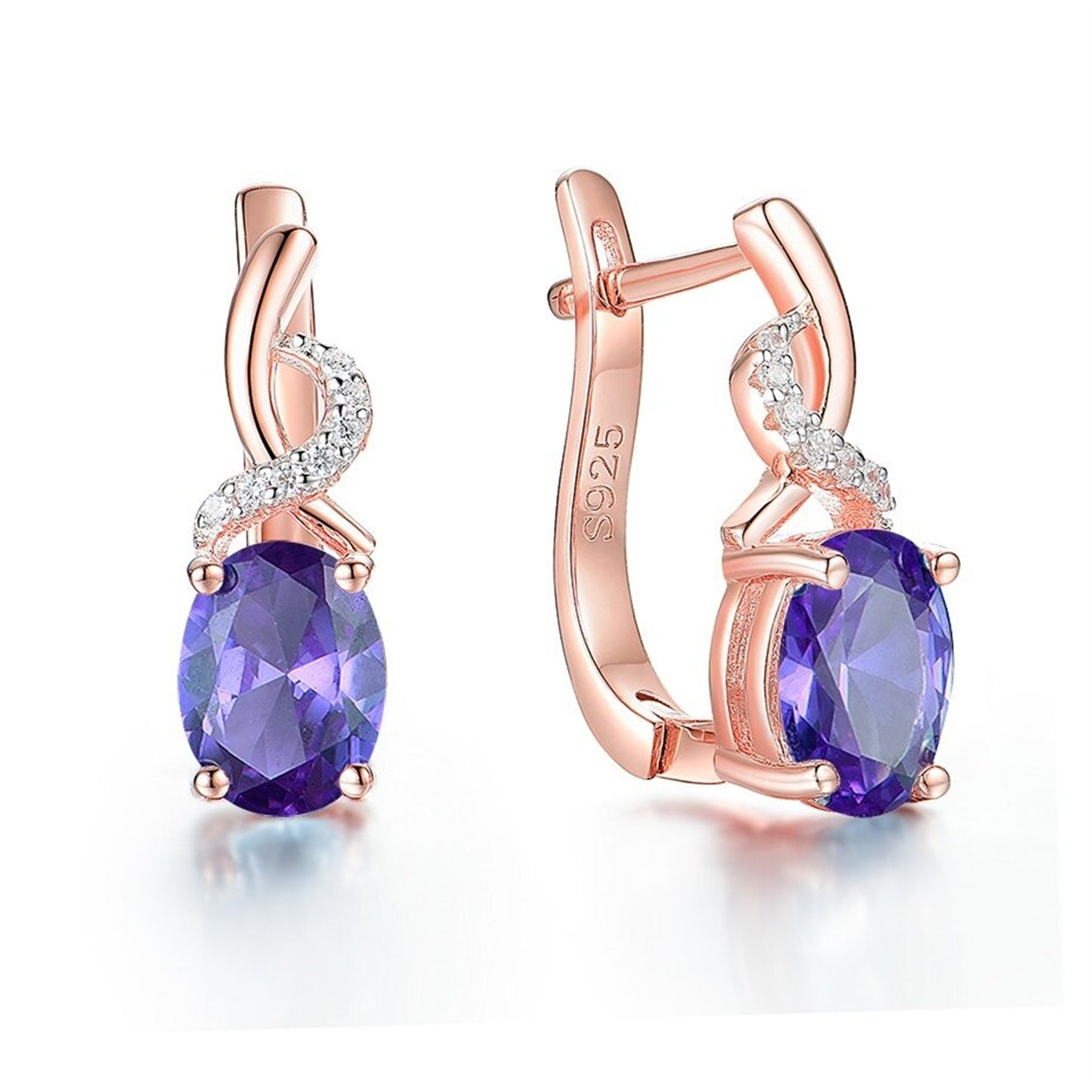 Topaz Gemstone Earrings, Topaz Earrings, Solid 925 Sterling Silver, Rose Gold Plated Earrings
