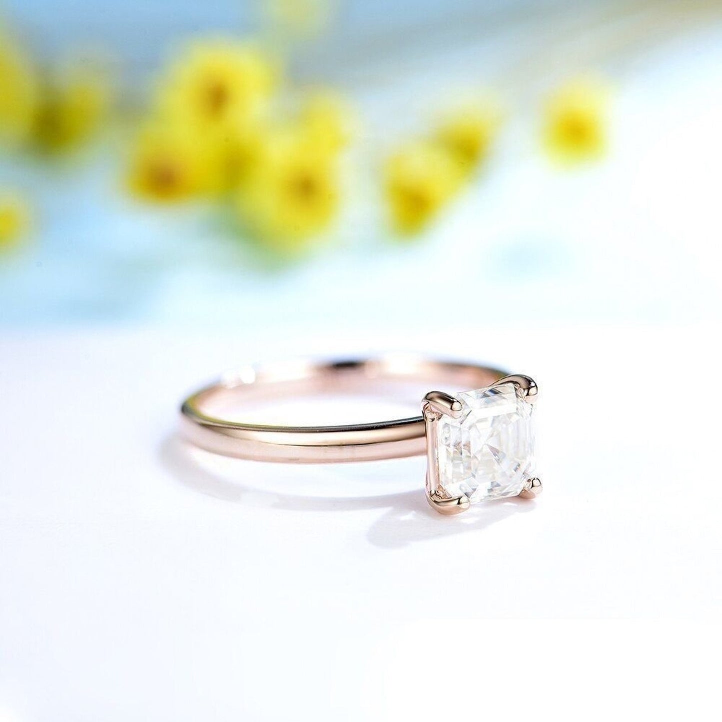 1.5CT Radiant Moissanite Wedding Ring | 14k 10k or Silver Solitaire Engagement Ring | Promise Ring
