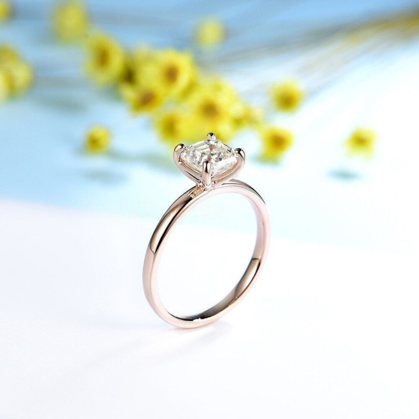 1.5CT Radiant Moissanite Wedding Ring | 14k 10k or Silver Solitaire Engagement Ring | Promise Ring