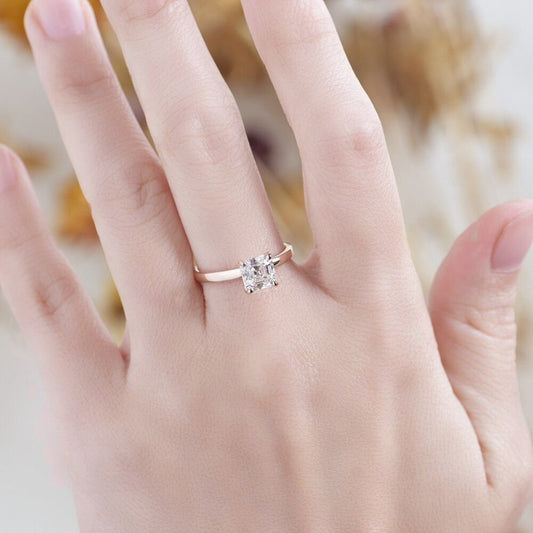 1.5CT Radiant Moissanite Wedding Ring | 14k 10k or Silver Solitaire Engagement Ring | Promise Ring