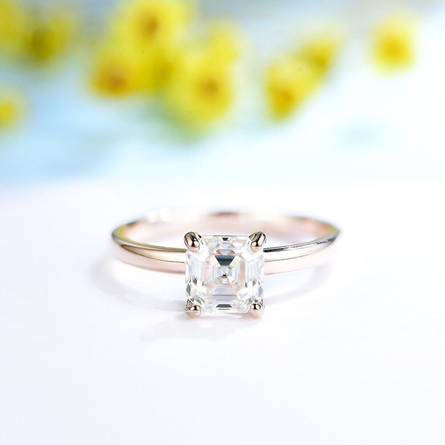 1.5CT Radiant Moissanite Wedding Ring | 14k 10k or Silver Solitaire Engagement Ring | Promise Ring