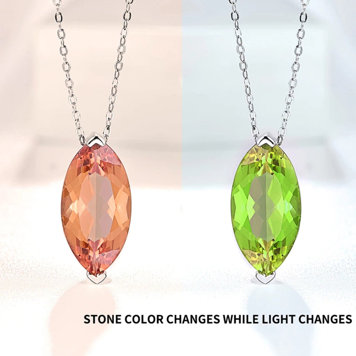 Zultanite 925 Silver Pendant Necklace, Marquise Cut 1.45 Grams Created Zultanite Necklace
